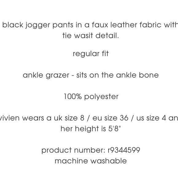 MISSGUIDED size 8 - black faux leather jogger pants - Picture 2 of 6